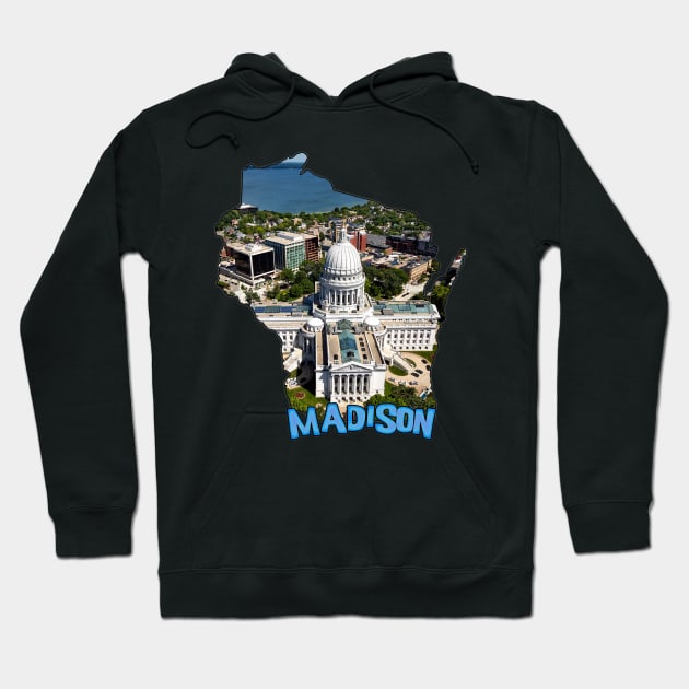 Wisconsin State Outline (Madison) Hoodie by gorff